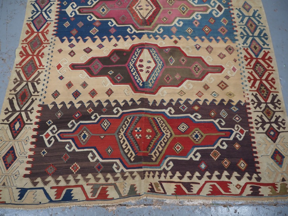 ANTIQUE TURKISH KONYA TWO PART KILIM, OUTSTANDING COLOUR, 2ND HALF 19TH CENTURY. View VI