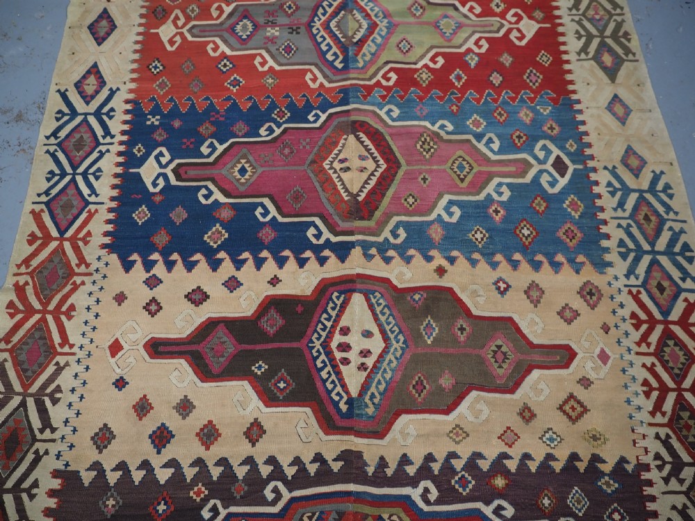 ANTIQUE TURKISH KONYA TWO PART KILIM, OUTSTANDING COLOUR, 2ND HALF 19TH CENTURY. View VII