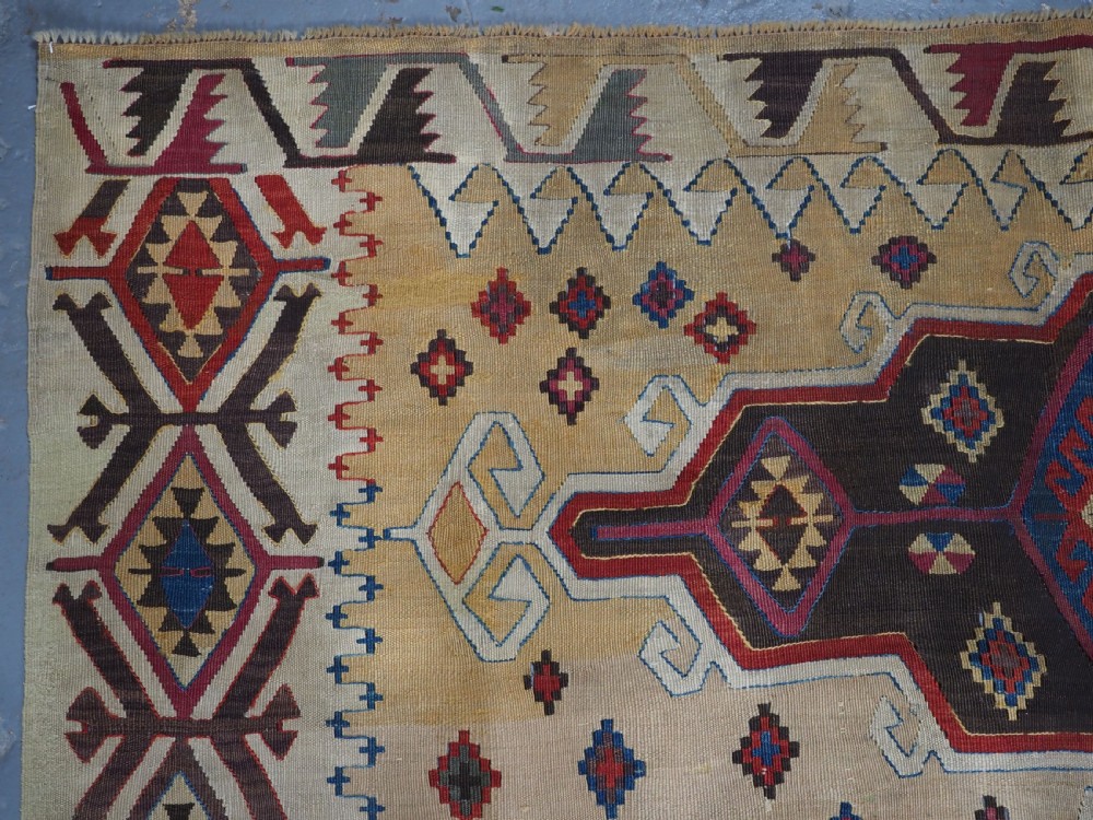 ANTIQUE TURKISH KONYA TWO PART KILIM, OUTSTANDING COLOUR, 2ND HALF 19TH CENTURY. View VIII