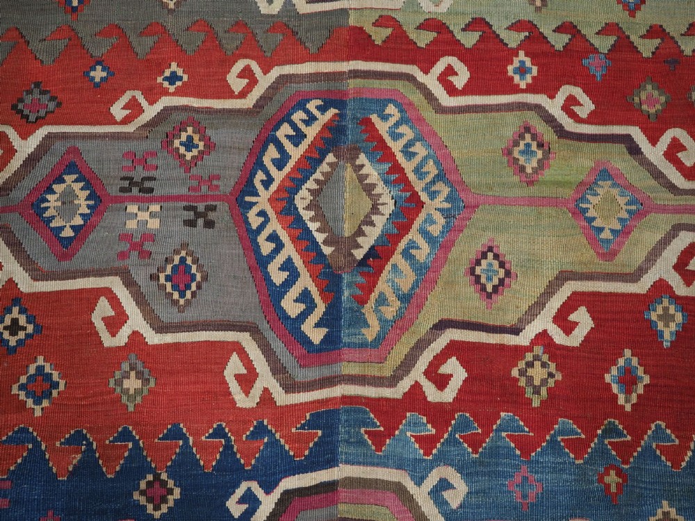 ANTIQUE TURKISH KONYA TWO PART KILIM, OUTSTANDING COLOUR, 2ND HALF 19TH CENTURY. View XIV
