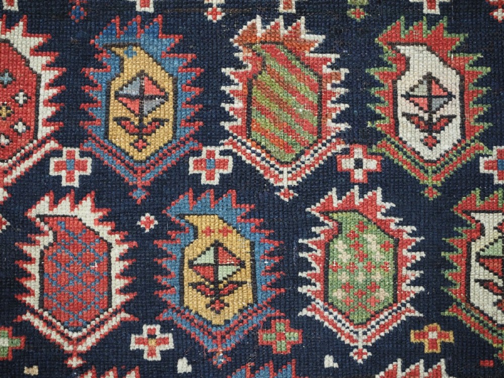 ANTIQUE CAUCASIAN BLACK MARASALI PRAYER RUG, SCARCE BORDER, CIRCA 1880. View XVII
