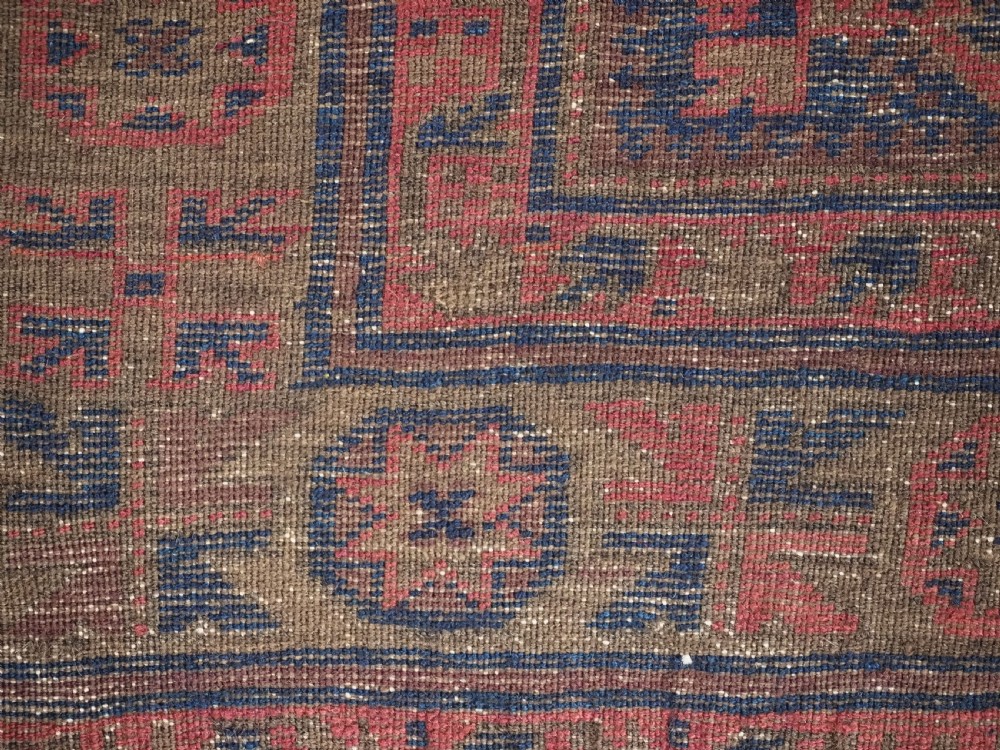 ANTIQUE TIMURI BALUCH PRAYER RUG WITH BLUE GROUND & SILK HIGHLIGHTS, CIRCA 1880. View XIV