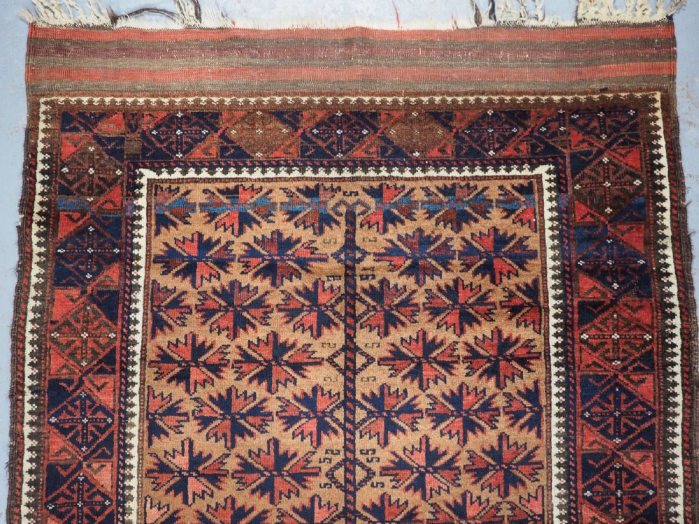 ANTIQUE BALUCH RUG; POSSIBLY TIMURI TRIBES, CAMEL GROUND WITH TREE OF LIFE. CIRCA 1880. View III