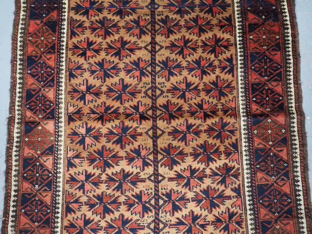 ANTIQUE BALUCH RUG; POSSIBLY TIMURI TRIBES, CAMEL GROUND WITH TREE OF LIFE. CIRCA 1880. View IV