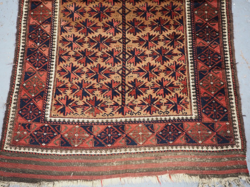 ANTIQUE BALUCH RUG; POSSIBLY TIMURI TRIBES, CAMEL GROUND WITH TREE OF LIFE. CIRCA 1880. View V