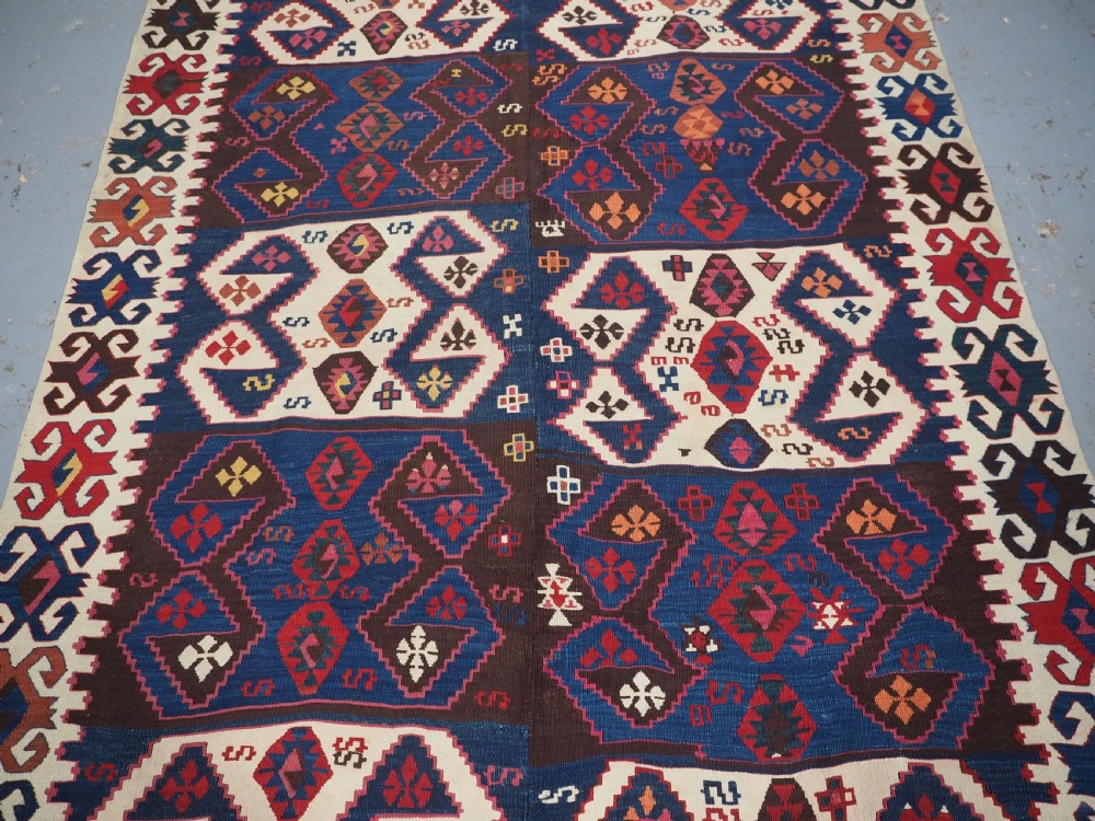 ANTIQUE TURKISH MALATYA KILIM WOVEN IN 2 PARTS, GREAT COLOUR, CIRCA 1900. View VI