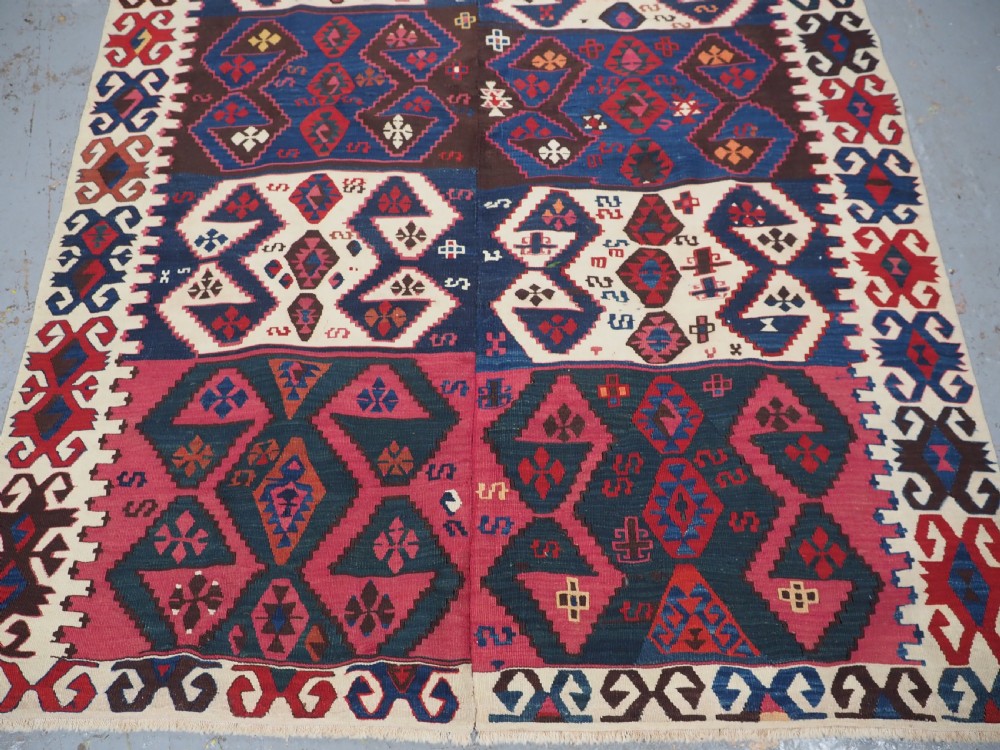ANTIQUE TURKISH MALATYA KILIM WOVEN IN 2 PARTS, GREAT COLOUR, CIRCA 1900. View VII