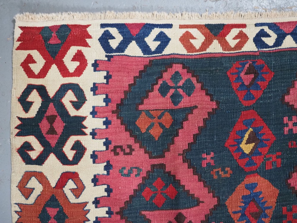 ANTIQUE TURKISH MALATYA KILIM WOVEN IN 2 PARTS, GREAT COLOUR, CIRCA 1900. View VIII