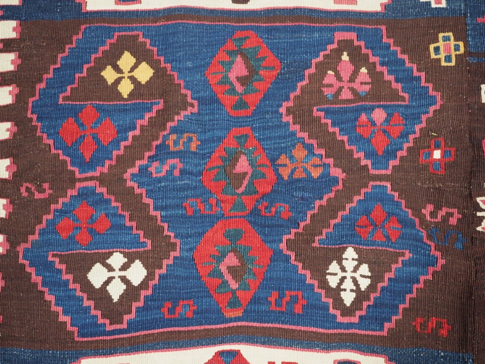 ANTIQUE TURKISH MALATYA KILIM WOVEN IN 2 PARTS, GREAT COLOUR, CIRCA 1900. View IX