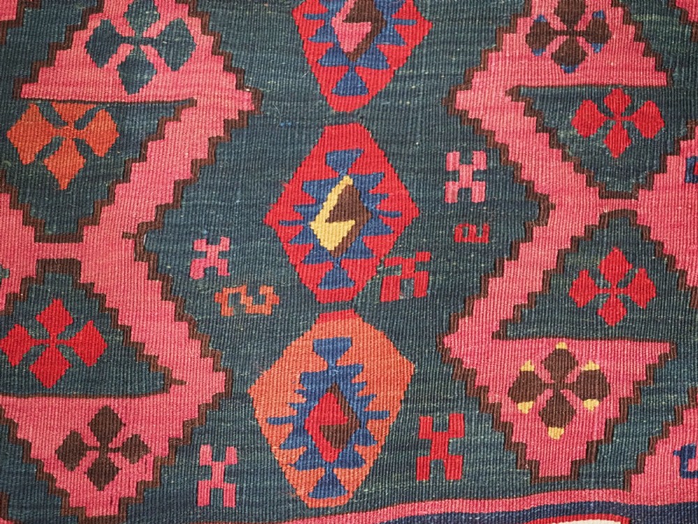 ANTIQUE TURKISH MALATYA KILIM WOVEN IN 2 PARTS, GREAT COLOUR, CIRCA 1900. View XII