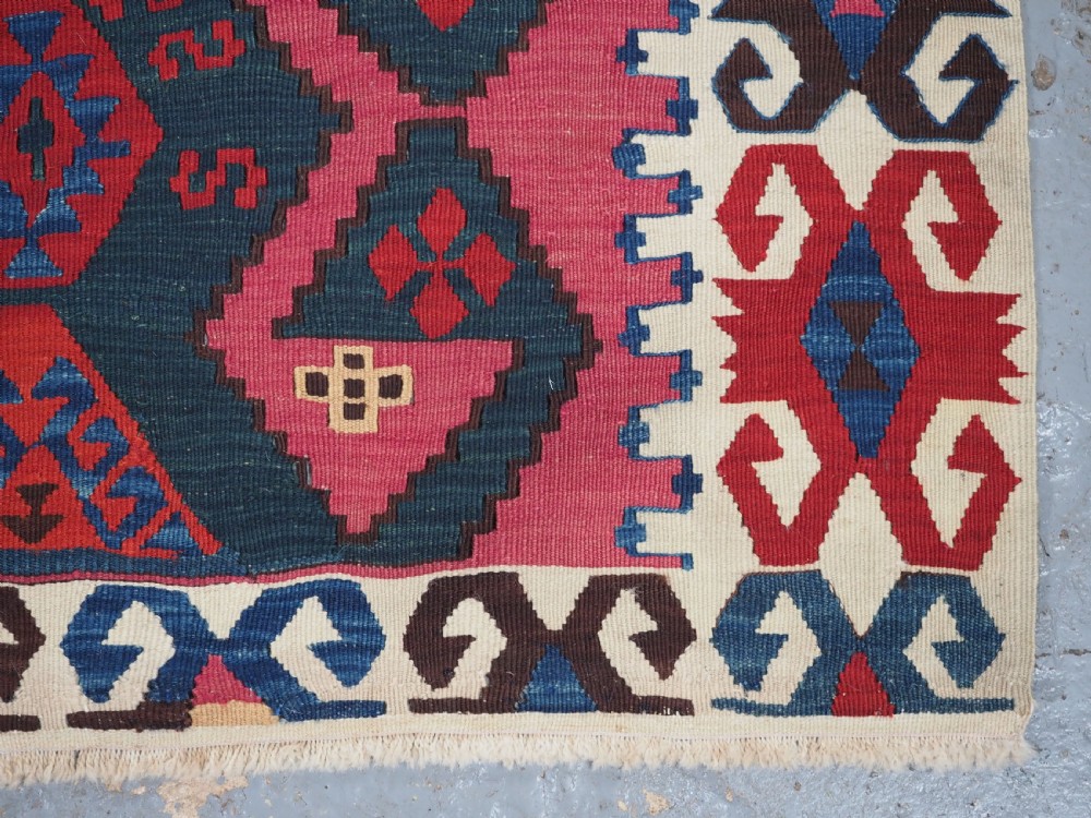 ANTIQUE TURKISH MALATYA KILIM WOVEN IN 2 PARTS, GREAT COLOUR, CIRCA 1900. View XIV