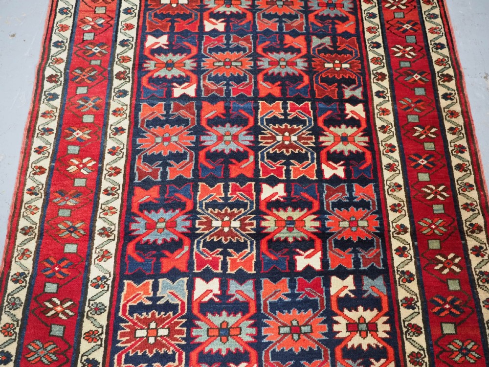 ANTIQUE CAUCASIAN KARABAGH LONG RUG / RUNNER WITH ALL OVER DESIGN, CIRCA 1920. View IV