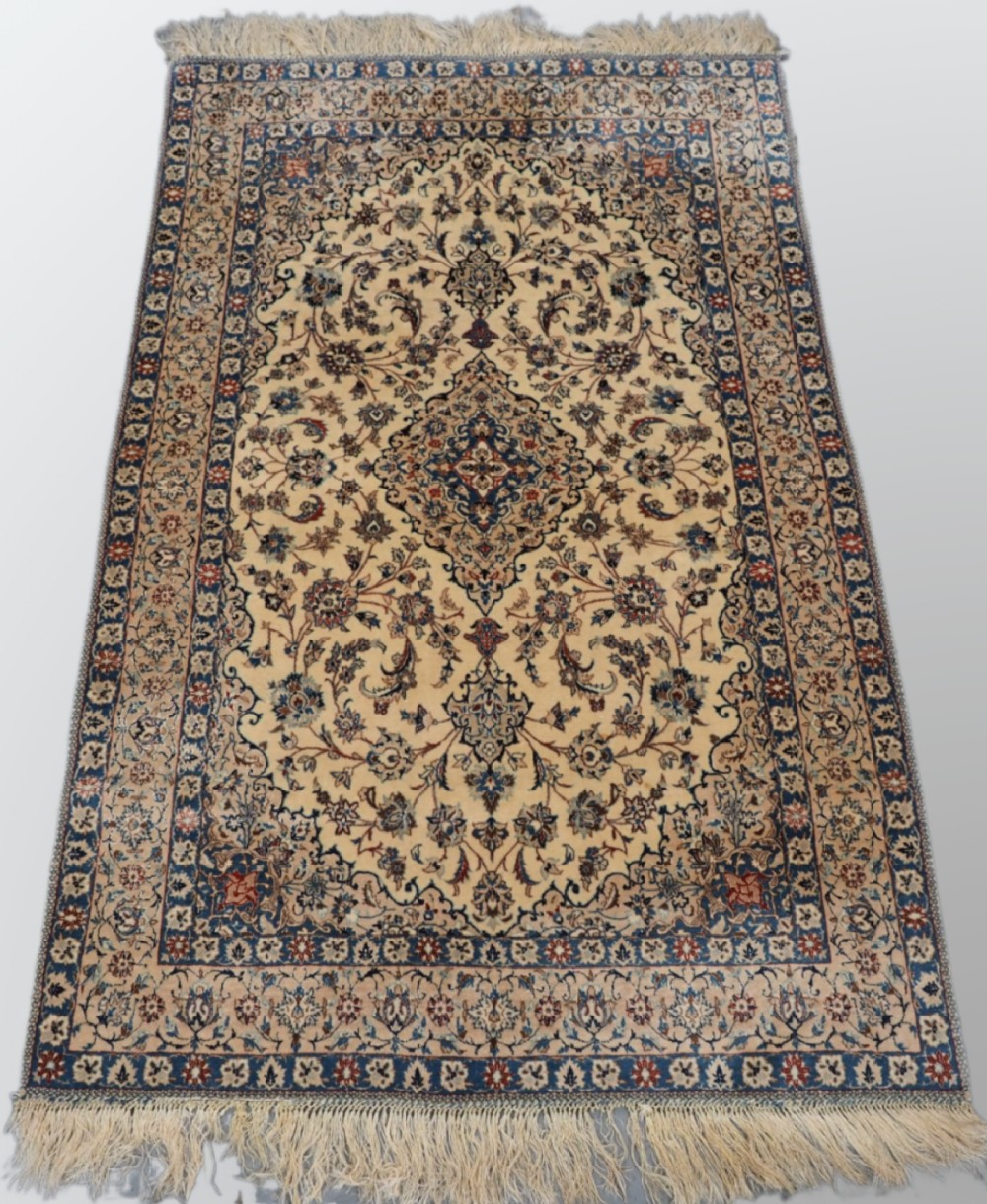 OLD NAIN RUG, VERY FINE WEAVE, SILK FOUNDATION & HIGHLIGHTS, CIRCA 1930.