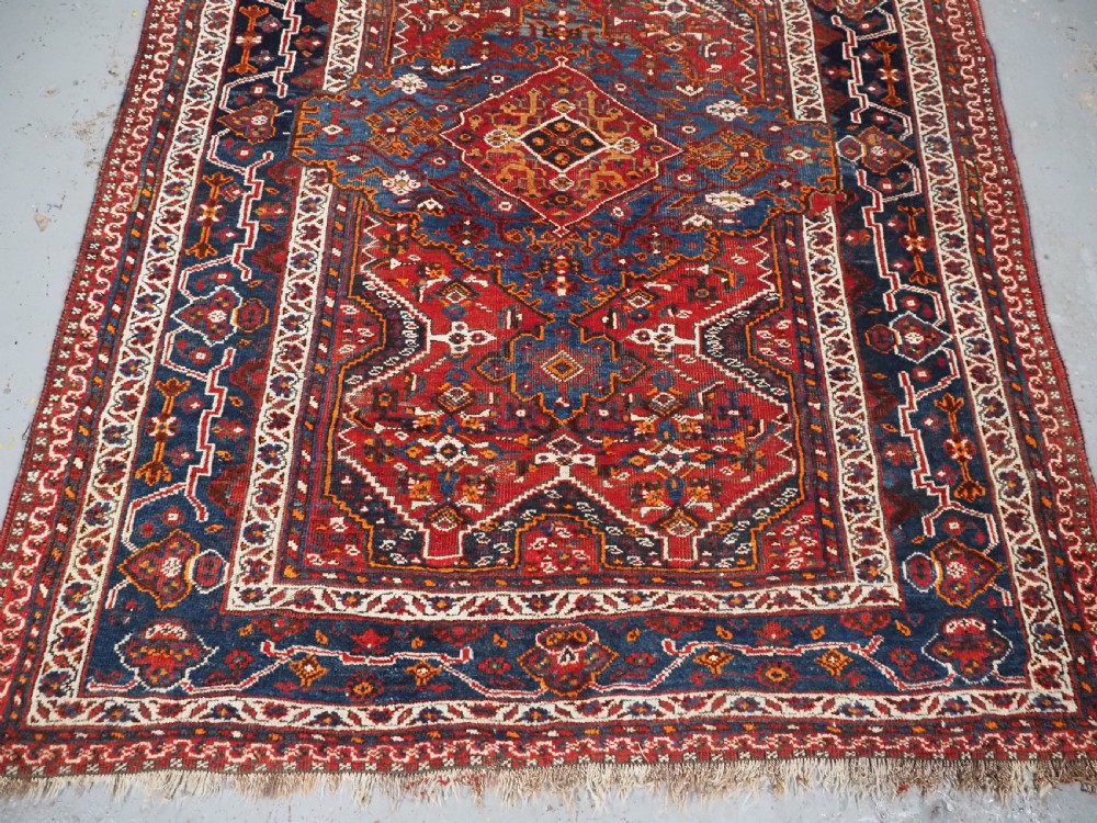 ANTIQUE KHAMSEH TRIBAL RUG, INTERESTING MEDALLION DESIGN, CIRCA 1900. View V