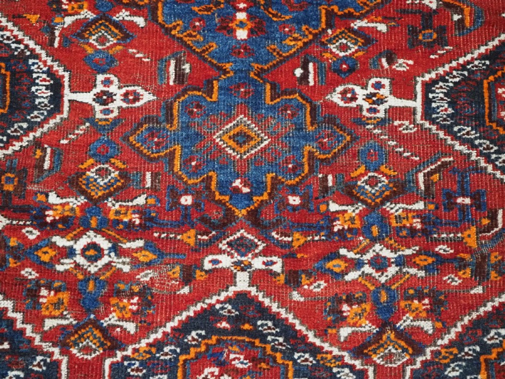 ANTIQUE KHAMSEH TRIBAL RUG, INTERESTING MEDALLION DESIGN, CIRCA 1900. View XII