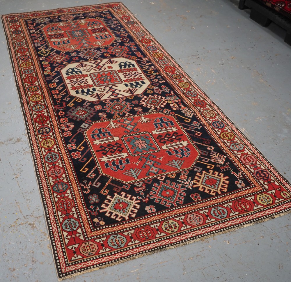 ANTIQUE CAUCASIAN CHAJLI LONG RUG, CLASSIC DESIGN, FINE WEAVE, CIRCA 1880. View II