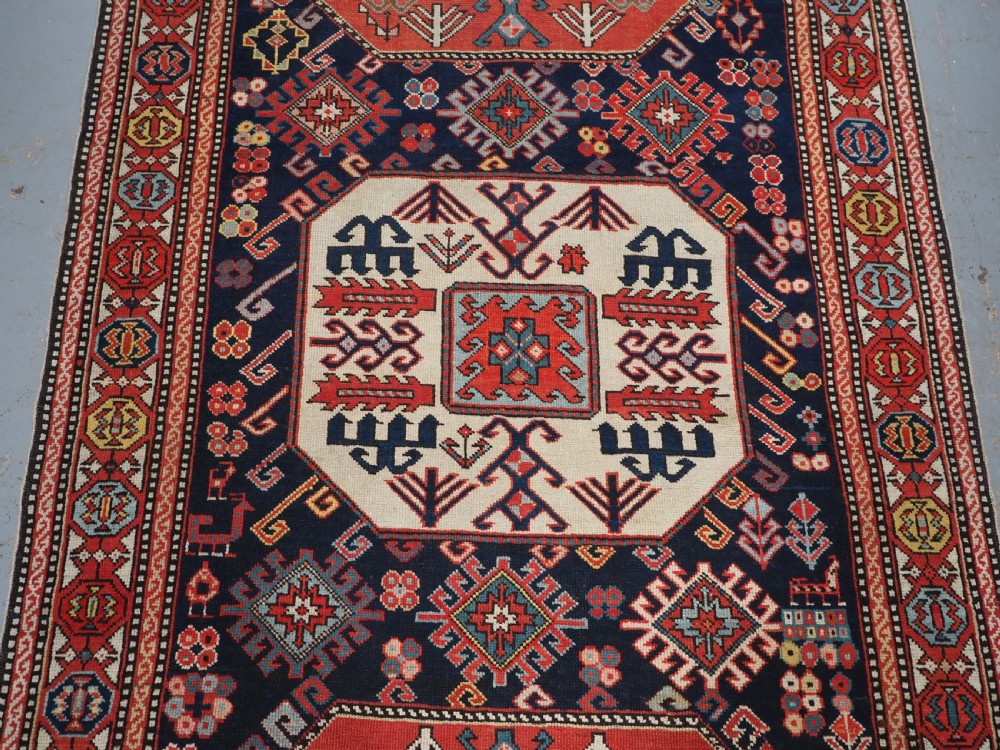 ANTIQUE CAUCASIAN CHAJLI LONG RUG, CLASSIC DESIGN, FINE WEAVE, CIRCA 1880. View IV