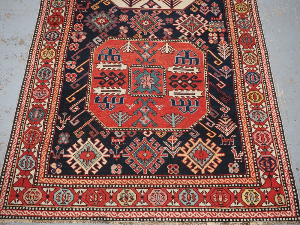 ANTIQUE CAUCASIAN CHAJLI LONG RUG, CLASSIC DESIGN, FINE WEAVE, CIRCA 1880. View V
