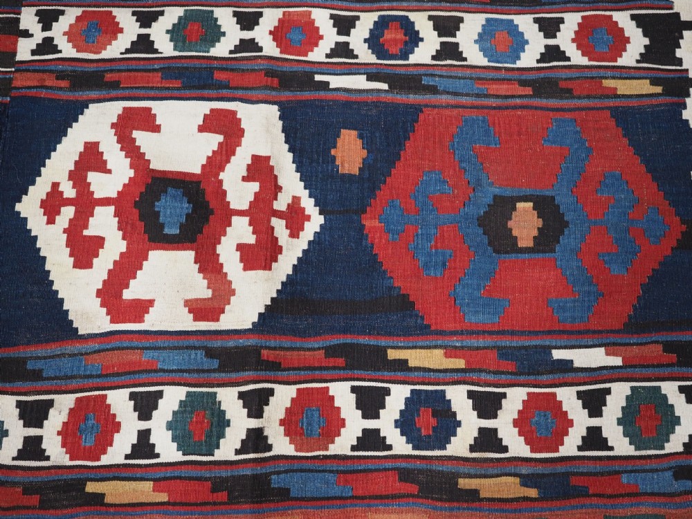 ANTIQUE CAUCASIAN SHIRVAN KILIM, WOVEN IN 2 PARTS, OLDER THAN MOST, CIRCA 1860/70. View X