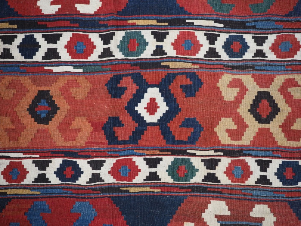 ANTIQUE CAUCASIAN SHIRVAN KILIM, WOVEN IN 2 PARTS, OLDER THAN MOST, CIRCA 1860/70. View XII
