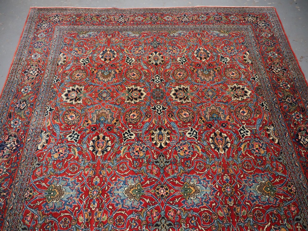 OLD TABRIZ CARPET, VERY FINE WEAVE, SOFT WOOL, ALL OVER DESIGN, CIRCA 1930. View V