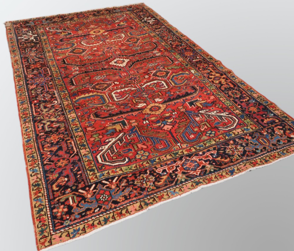ANTIQUE HERIZ CARPET WITH ALL OVER DESIGN, SMALL ROOM SIZE, CIRCA 1910. View II
