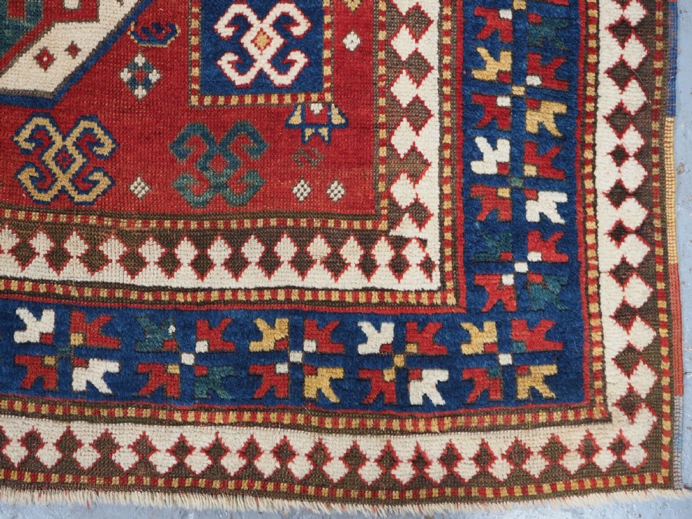 ANTIQUE CAUCASIAN TRIPLE MEDALLION KAZAK RUG, CLASSIC DESIGN, 2ND HALF 19TH CENTURY. View XVII