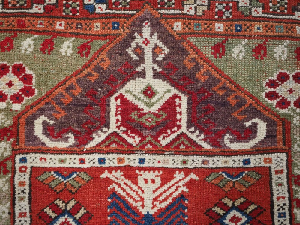 ANTIQUE TURKISH BERGAMA REGION YUNTDAG VILLAGE PRAYER RUG, MID 19TH CENTURY. View VIII