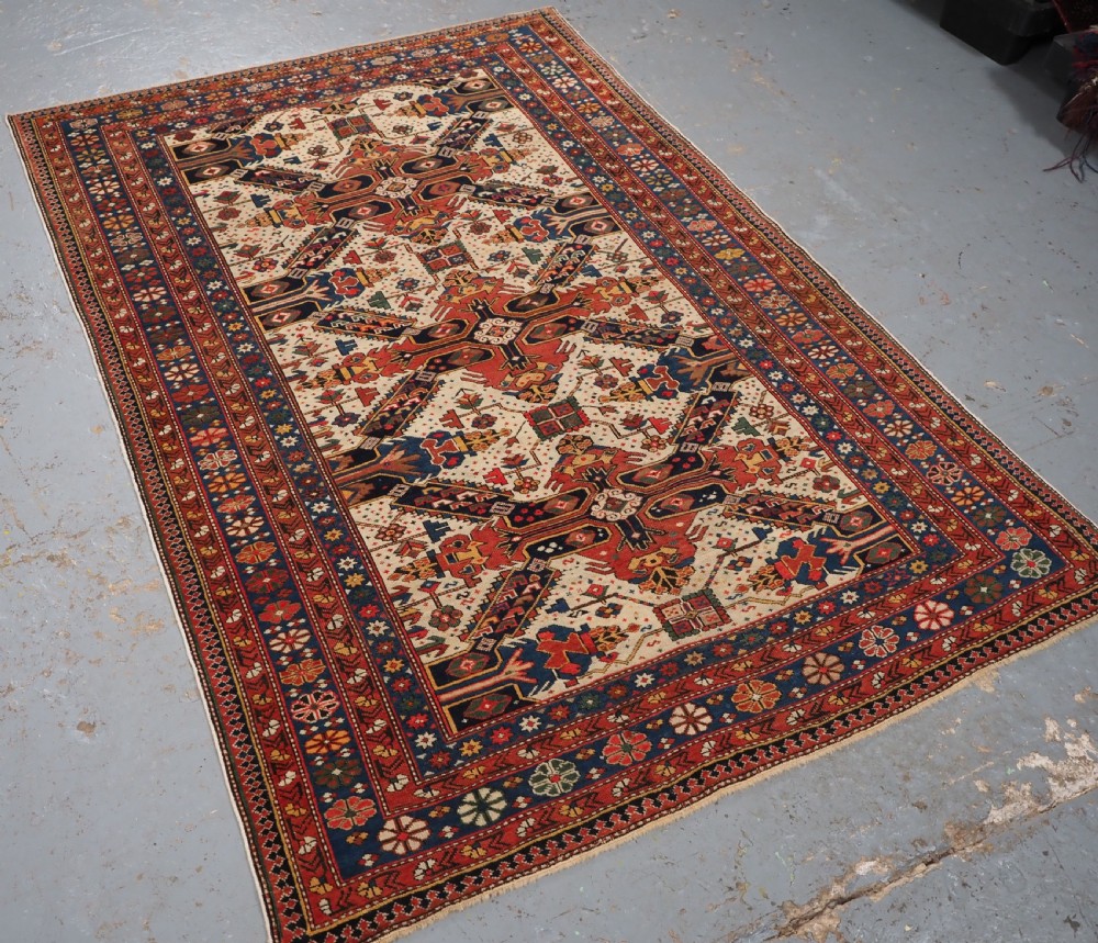 ANTIQUE CAUCASIAN SEICHUR RUG OF CLASSIC CROSS DESIGN, CIRCA 1880. View II