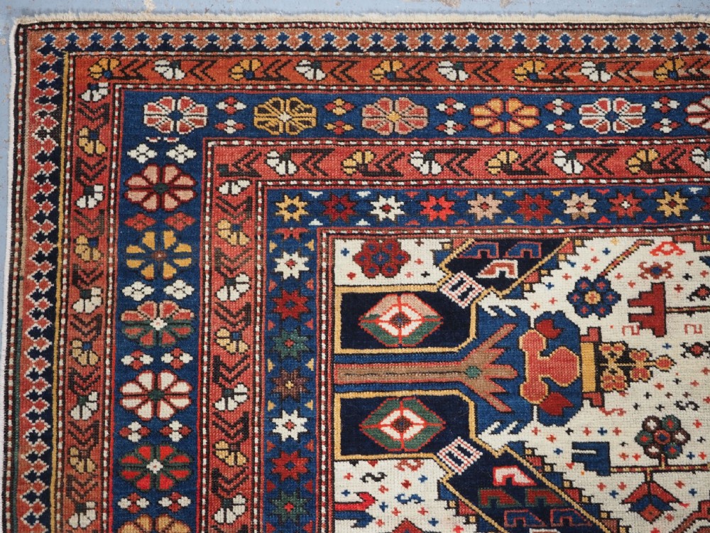 ANTIQUE CAUCASIAN SEICHUR RUG OF CLASSIC CROSS DESIGN, CIRCA 1880. View VI