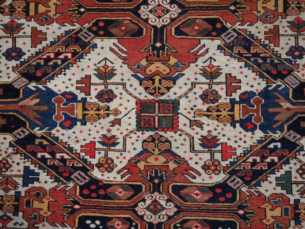 ANTIQUE CAUCASIAN SEICHUR RUG OF CLASSIC CROSS DESIGN, CIRCA 1880. View X