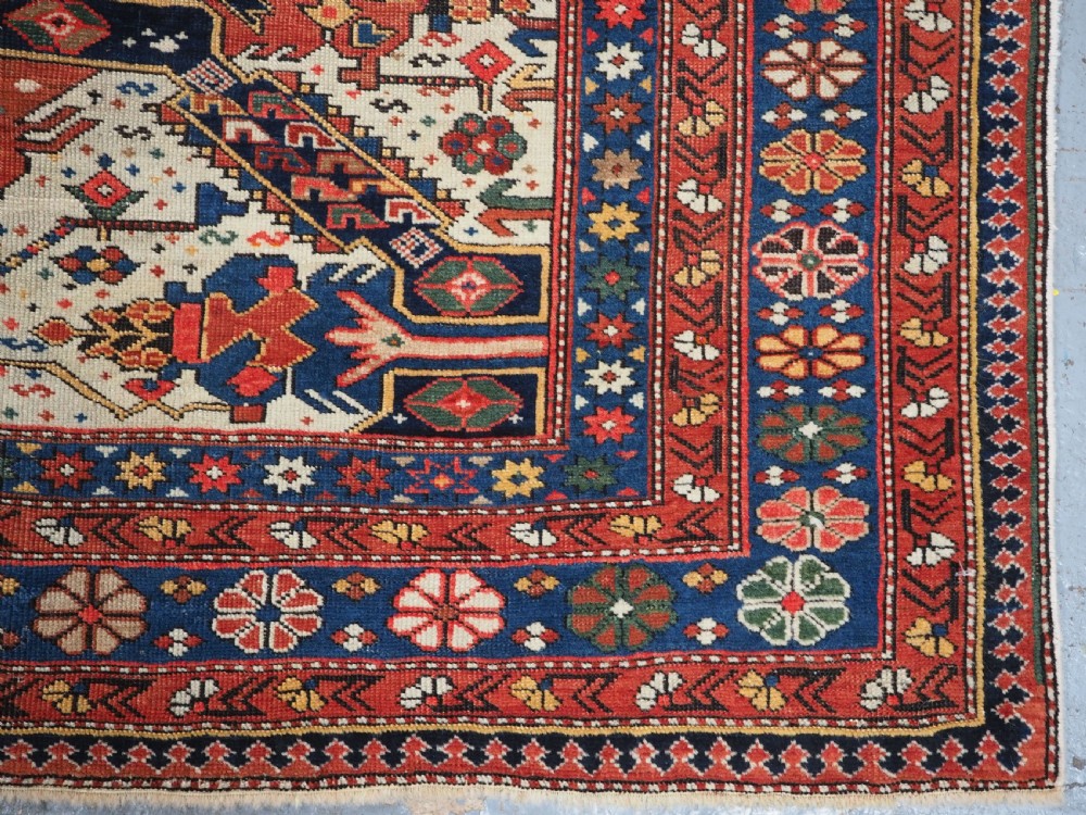 ANTIQUE CAUCASIAN SEICHUR RUG OF CLASSIC CROSS DESIGN, CIRCA 1880. View XII