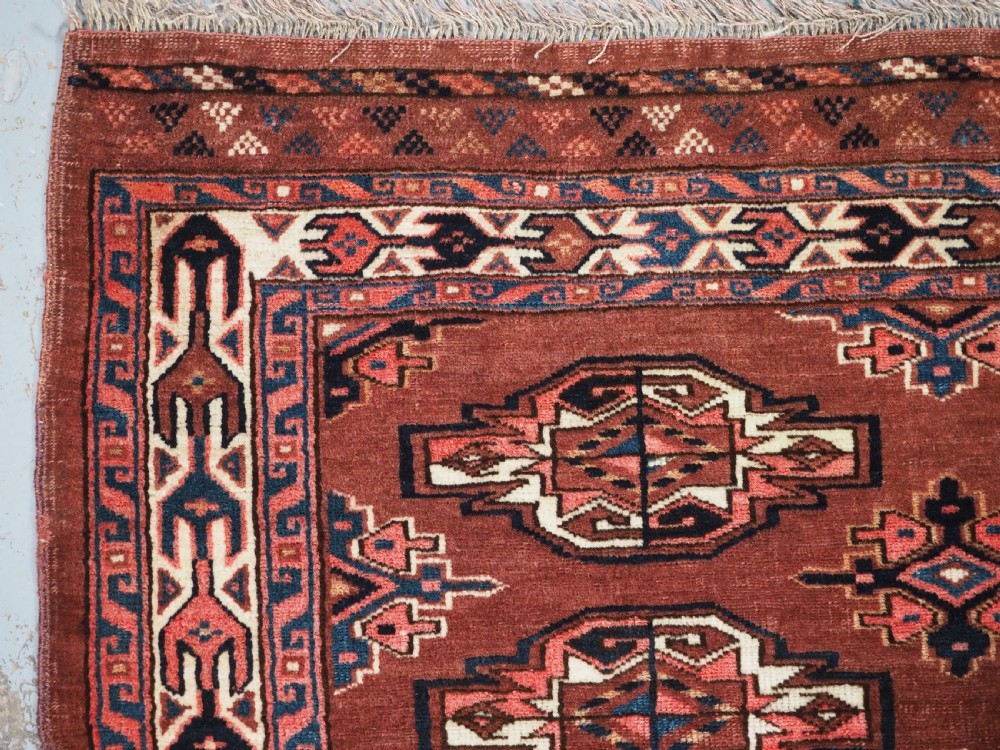 ANTIQUE YOMUT TURKMEN 9 GUL CHUVAL, GOOD COLOURS, CIRCA 1900. View IV