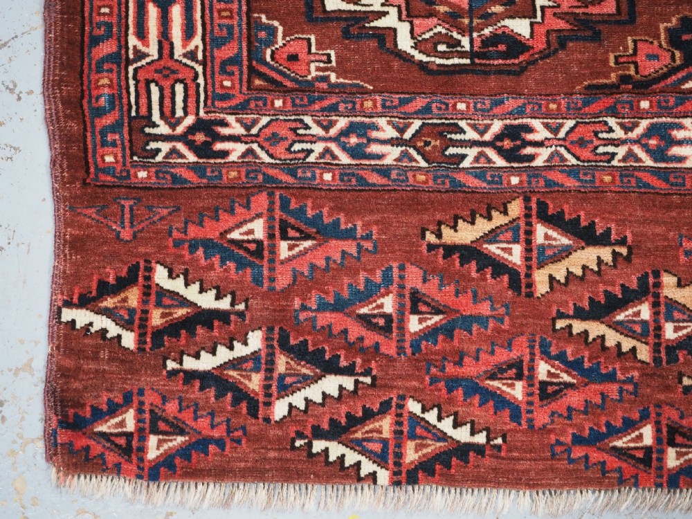 ANTIQUE YOMUT TURKMEN 9 GUL CHUVAL, GOOD COLOURS, CIRCA 1900. View V