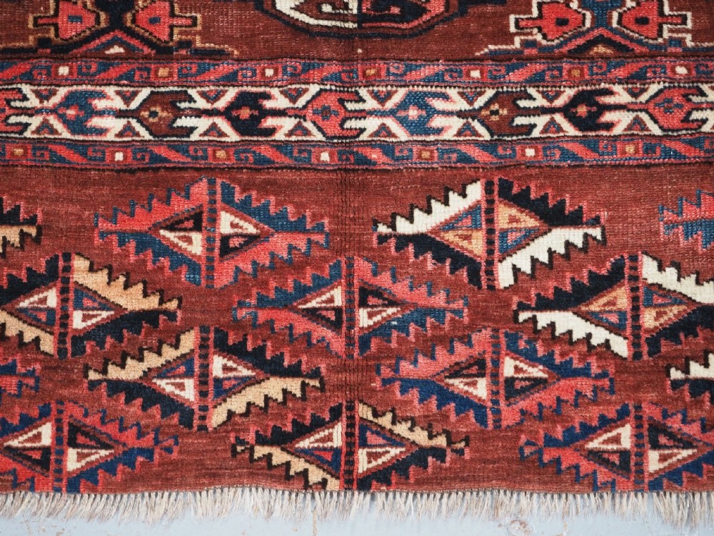 ANTIQUE YOMUT TURKMEN 9 GUL CHUVAL, GOOD COLOURS, CIRCA 1900. View X