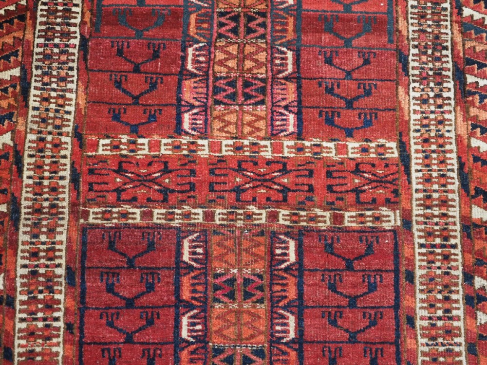 ANTIQUE TEKKE TURKMEN 'ENSI' DOOR RUG, GOOD COLOUR, CIRCA 1880. View VIII