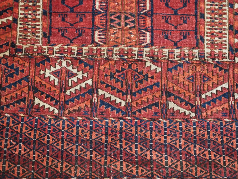 ANTIQUE TEKKE TURKMEN 'ENSI' DOOR RUG, GOOD COLOUR, CIRCA 1880. View X