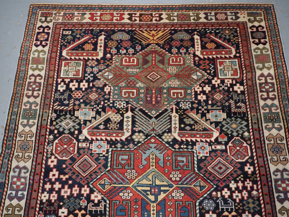 ANTIQUE CAUCASIAN AKSTAFA LONG RUG, SPECTACULAR EXAMPLE, CIRCA 1850-70. View III