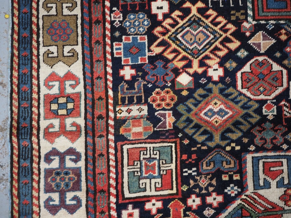 ANTIQUE CAUCASIAN AKSTAFA LONG RUG, SPECTACULAR EXAMPLE, CIRCA 1850-70. View VIII