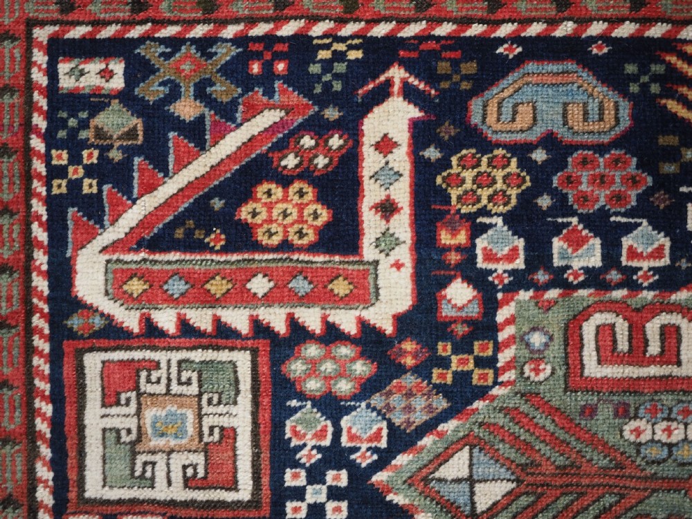 ANTIQUE CAUCASIAN AKSTAFA LONG RUG, SPECTACULAR EXAMPLE, CIRCA 1850-70. View IX