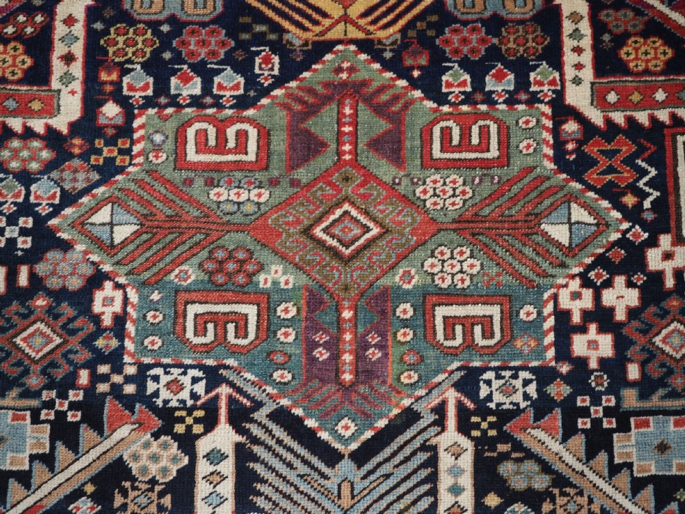 ANTIQUE CAUCASIAN AKSTAFA LONG RUG, SPECTACULAR EXAMPLE, CIRCA 1850-70. View X