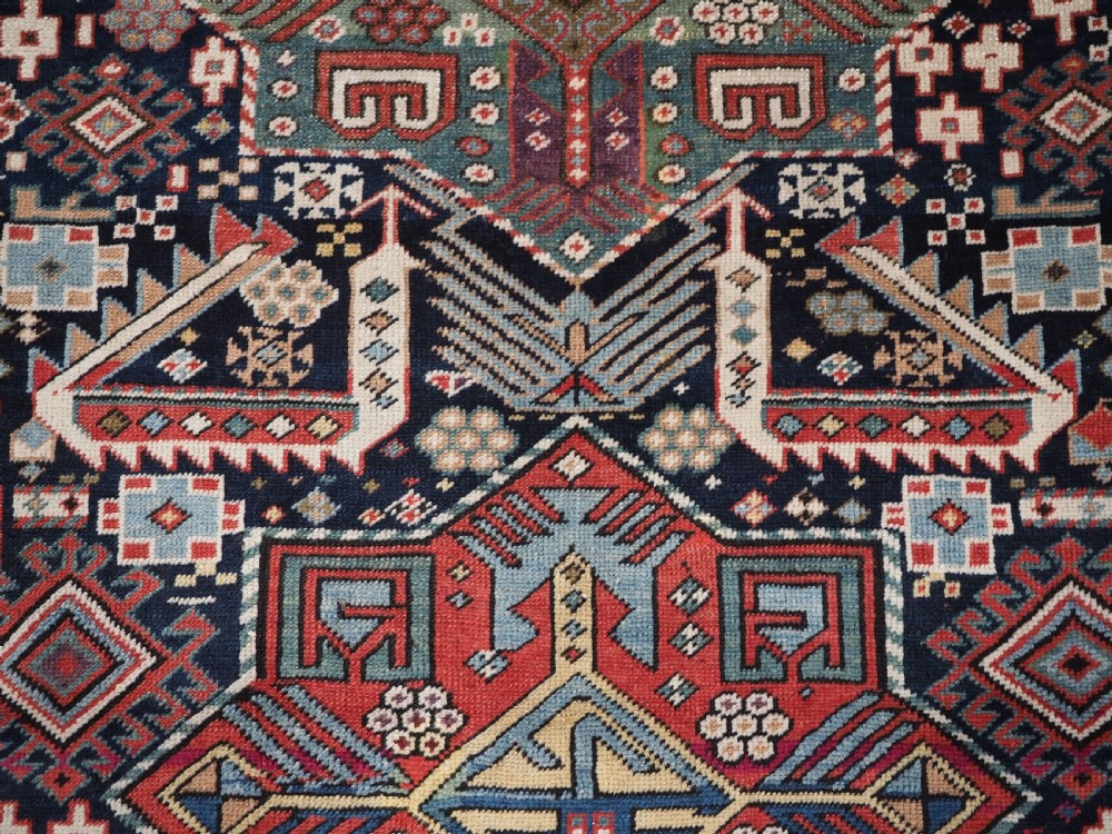 ANTIQUE CAUCASIAN AKSTAFA LONG RUG, SPECTACULAR EXAMPLE, CIRCA 1850-70. View XI
