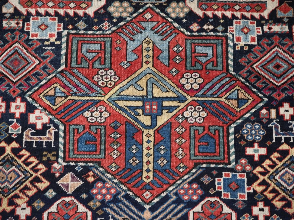 ANTIQUE CAUCASIAN AKSTAFA LONG RUG, SPECTACULAR EXAMPLE, CIRCA 1850-70. View XII