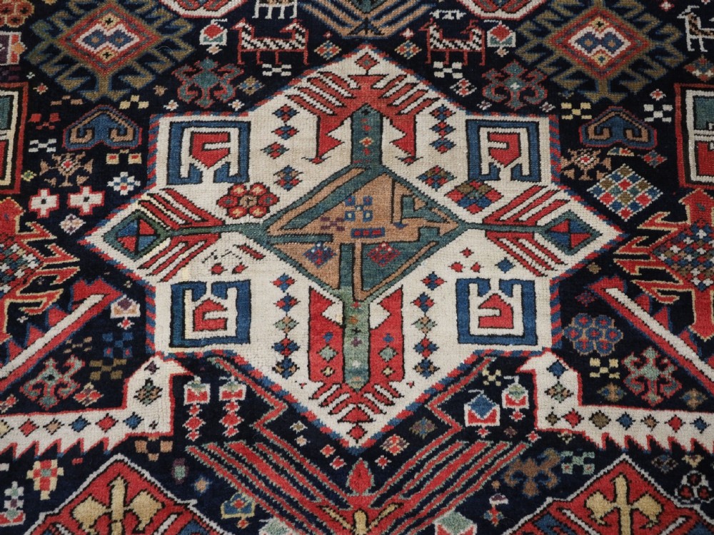 ANTIQUE CAUCASIAN AKSTAFA LONG RUG, SPECTACULAR EXAMPLE, CIRCA 1850-70. View XIII