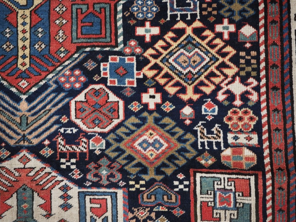 ANTIQUE CAUCASIAN AKSTAFA LONG RUG, SPECTACULAR EXAMPLE, CIRCA 1850-70. View XIV