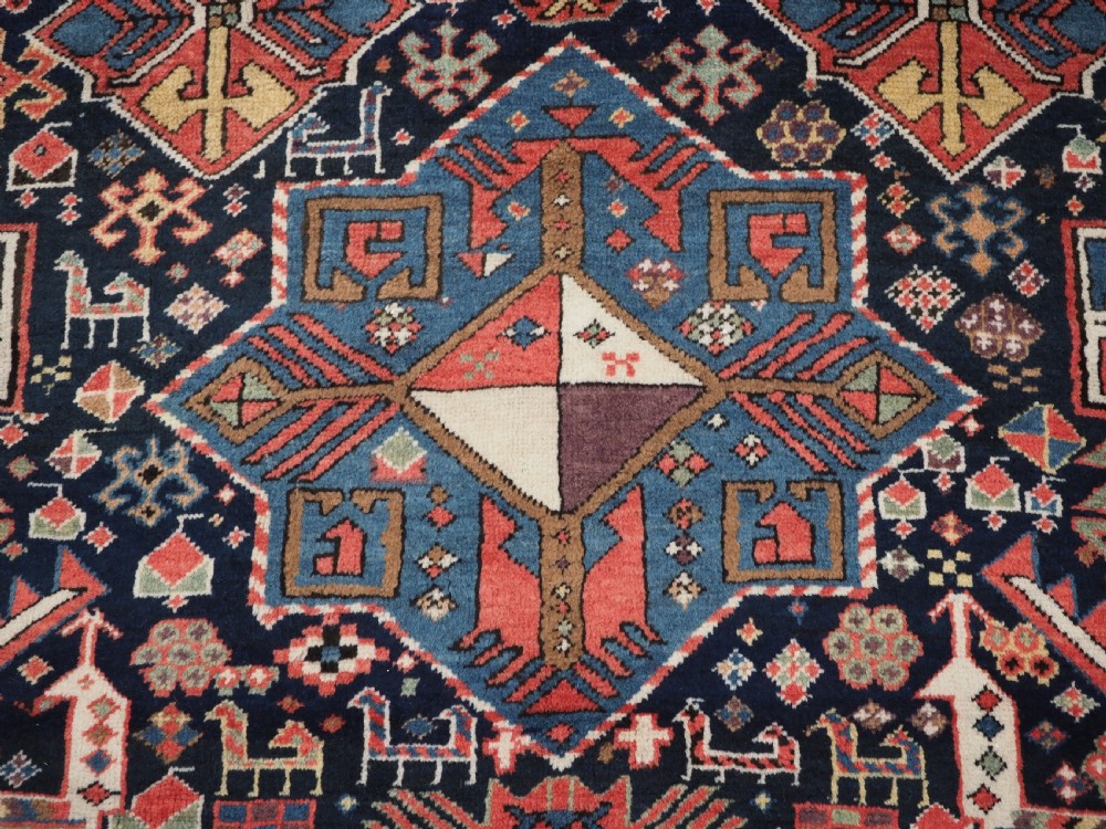 ANTIQUE CAUCASIAN AKSTAFA LONG RUG, SPECTACULAR EXAMPLE, CIRCA 1850-70. View XV