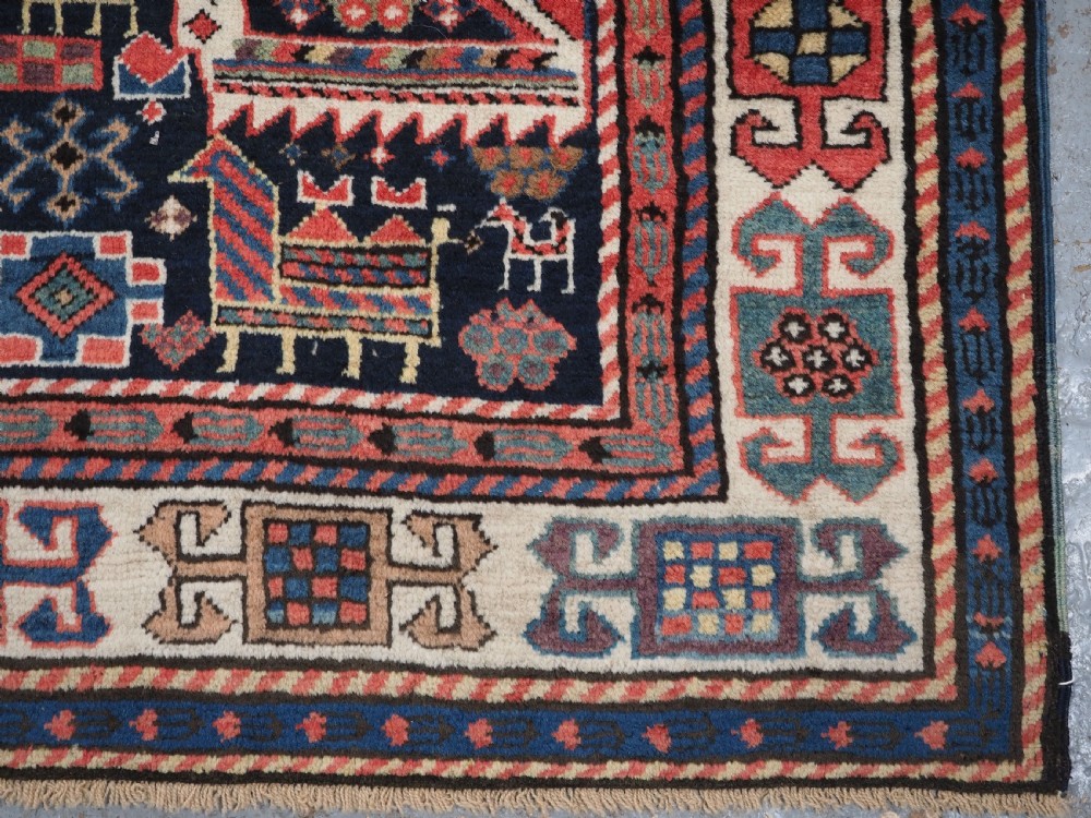 ANTIQUE CAUCASIAN AKSTAFA LONG RUG, SPECTACULAR EXAMPLE, CIRCA 1850-70. View XVIII