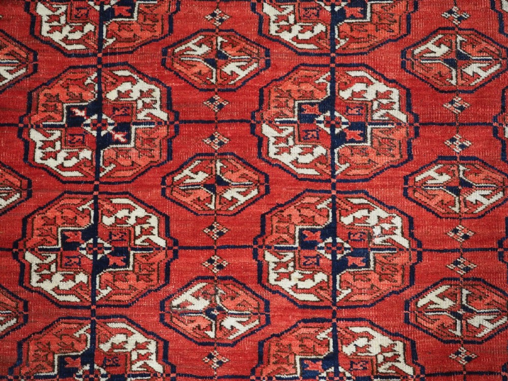 ANTIQUE TEKKE TURKMEN MAIN CARPET, SMALL SIZE WITH GOOD COLOUR, CIRCA 1890. View VIII