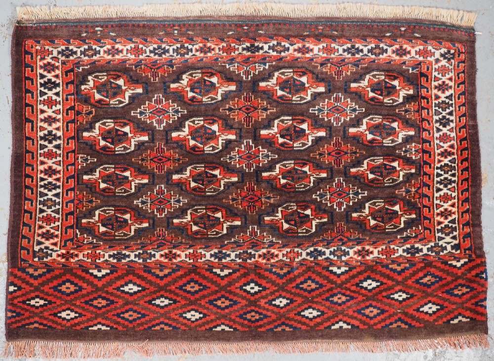 ANTIQUE YOMUT TURKMEN 12 GUL CHUVAL, GOOD ELEM DESIGN, CIRCA 1890.