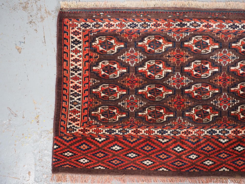ANTIQUE YOMUT TURKMEN 12 GUL CHUVAL, GOOD ELEM DESIGN, CIRCA 1890. View II